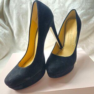 Black Suede Platform High Heels 7.5M By Chinese Laundry With Box